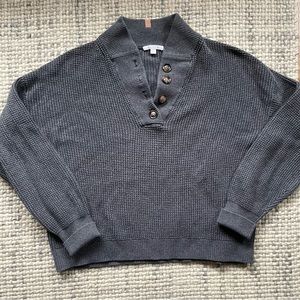 Lunya Grey Cozy Cotton Silk Knit Henley Medium